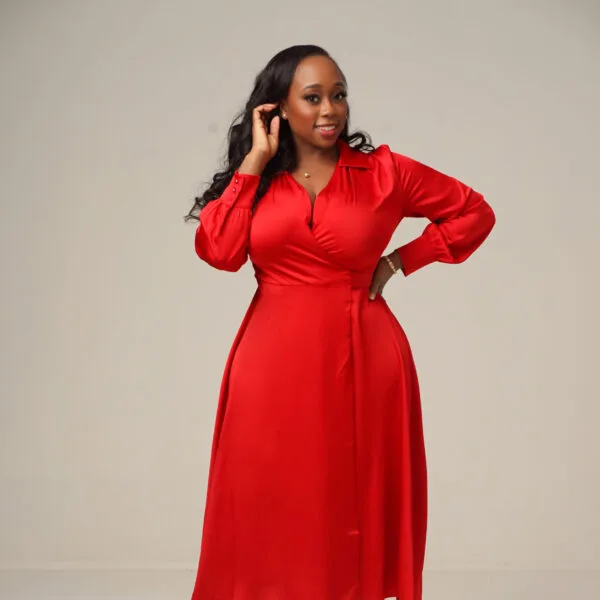 Red wrap dress