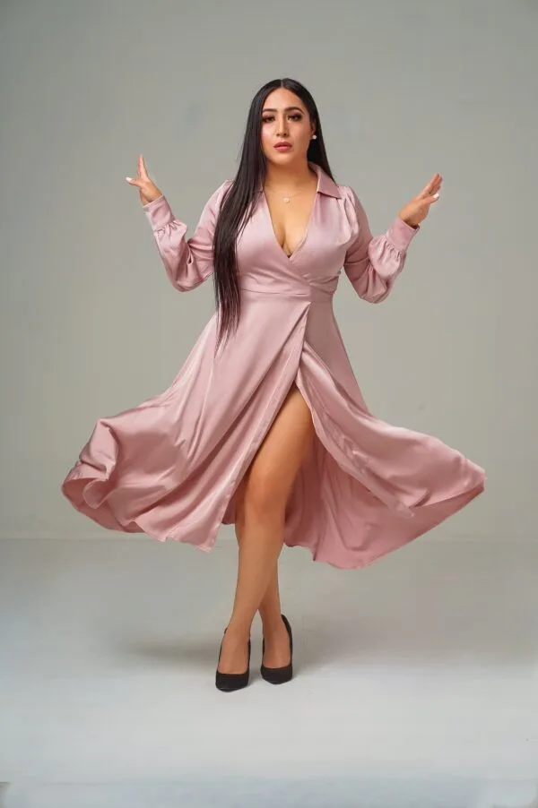 Pink Wrap Dress - Image 3